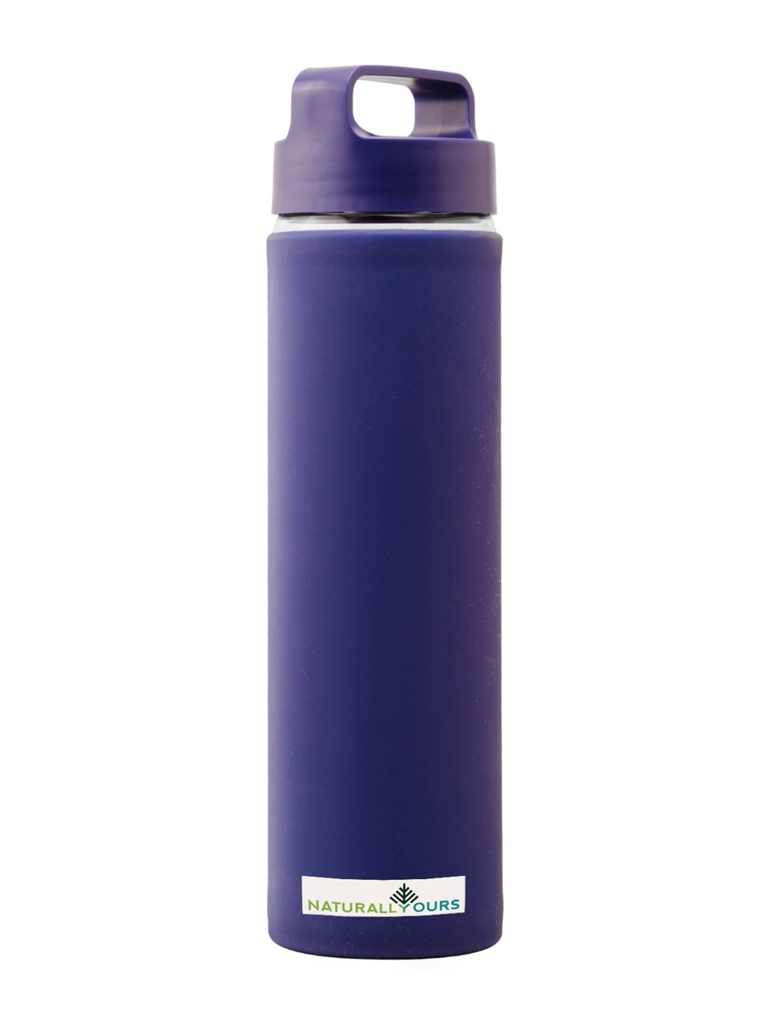 NATURALLYOURS Blue Borosilicate Glass Water Bottle (550 ml) - Set of 1