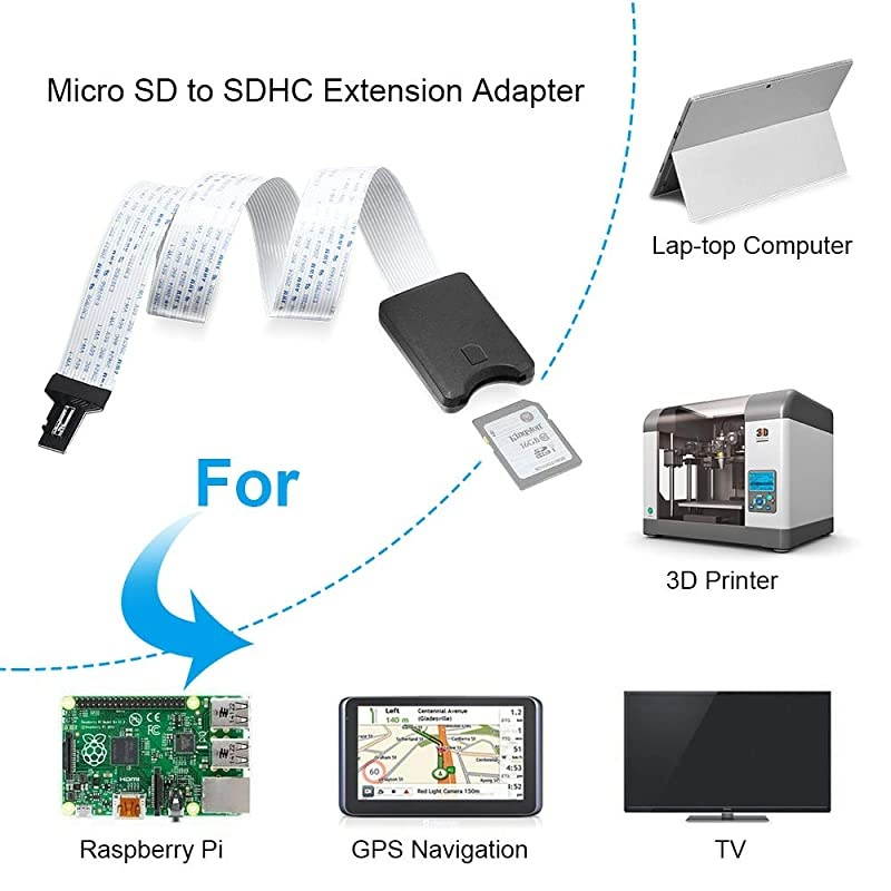 Micro SD to SD Card Extension Cable Adapter TF Flexible Extender SD Card Reader SDRSMMCSDHCMMC Compatible with GPS3D PrinterRaspberry PiTVDVDTF to SD2 Pack