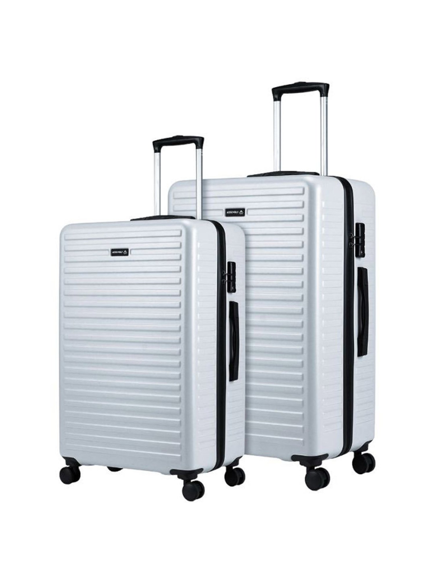 Assembly Silver Textured Trolley Bag Pack of 2 - 24 inch & 28 inch