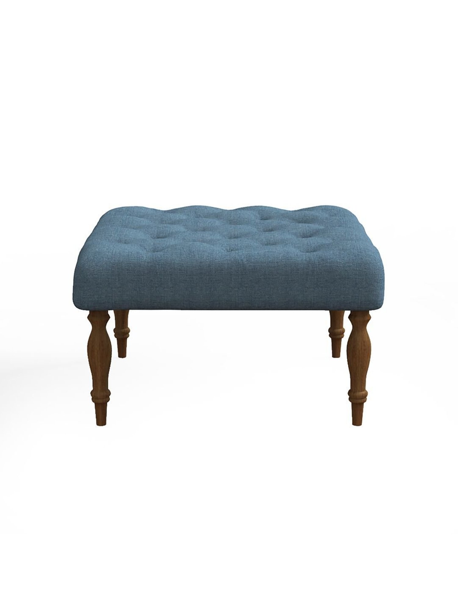 Chumbak Sailor Blue Sheesham Wood English Ottoman