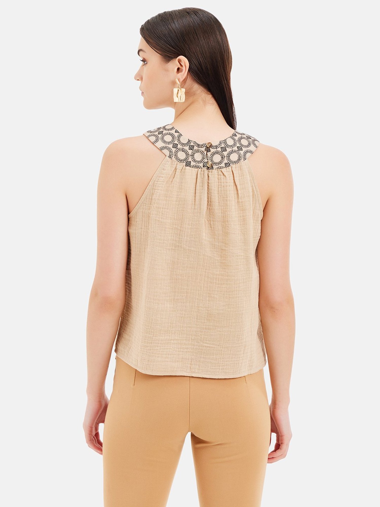 Kazo Beige Regular Fit Top
