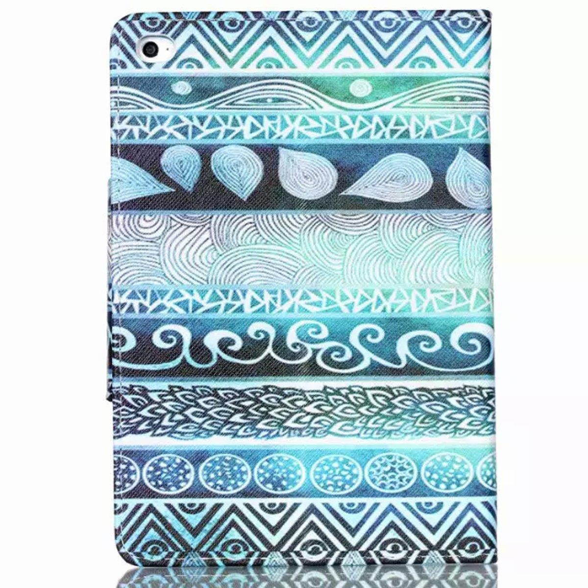 iPad Air 2 case, iPad 6 Case, Newshine Lightweight Synthetic Leather Folio Magnetic Smart Cover [Stand Case] with Auto Sleep/Wake Up Feature for Apple iPad Air 2/iPad 6 (Green Totem)