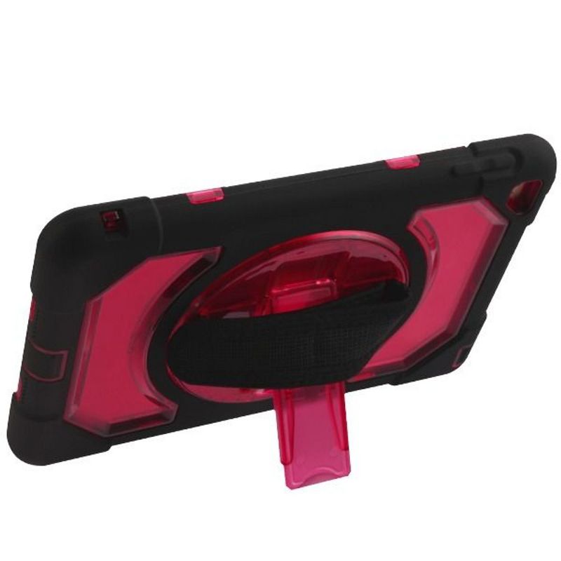 MYBAT For Apple iPad Mini 4 Clear Red Black Rotatable Stand Hard Hybrid Case w/stand
