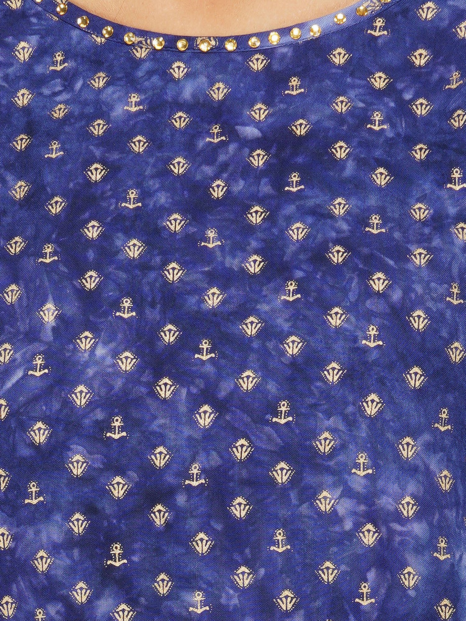 Paislei Blue Printed Kurta Pant Set