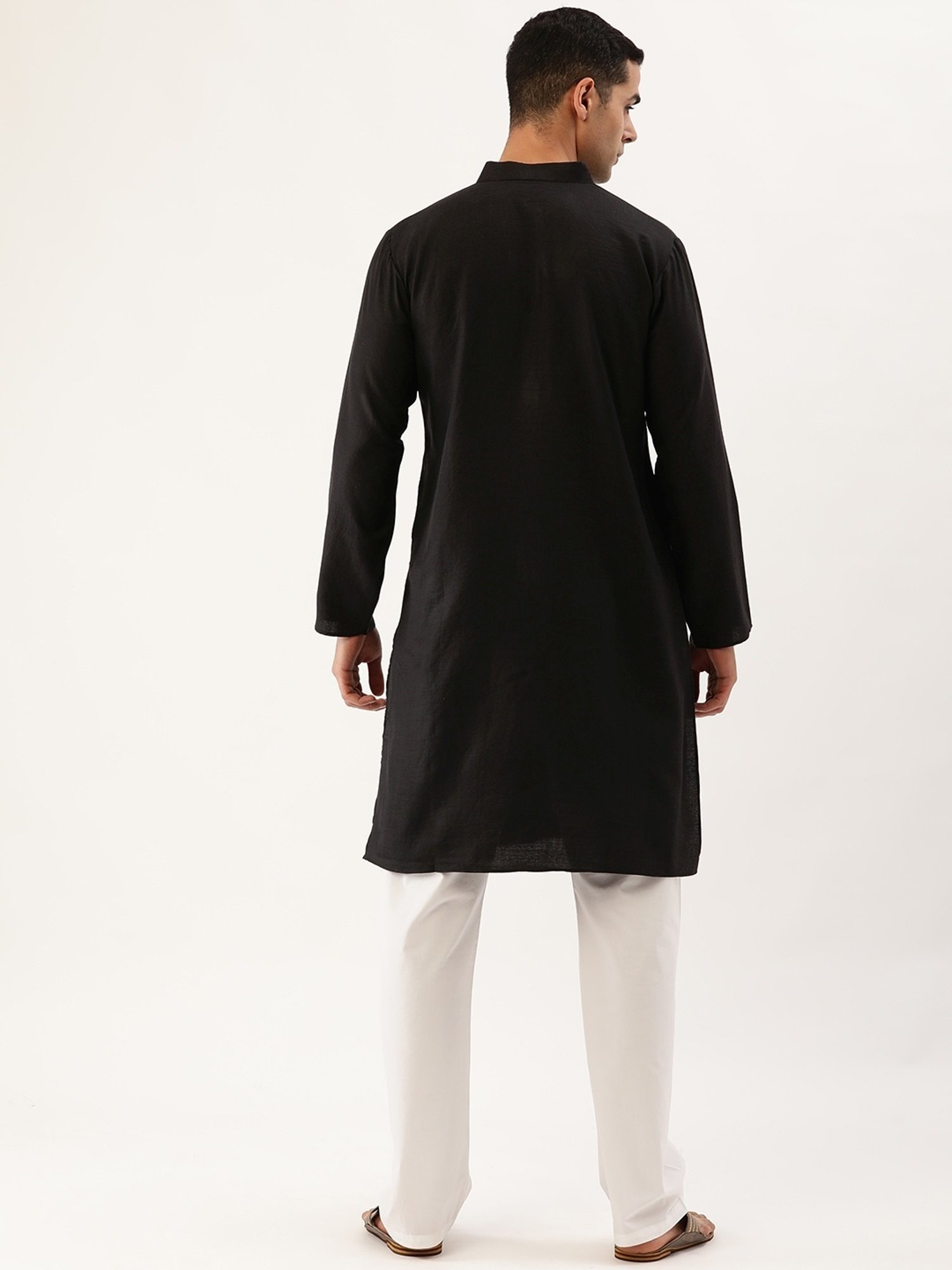 SWAGG INDIA Black Cotton Regular Fit Kurta