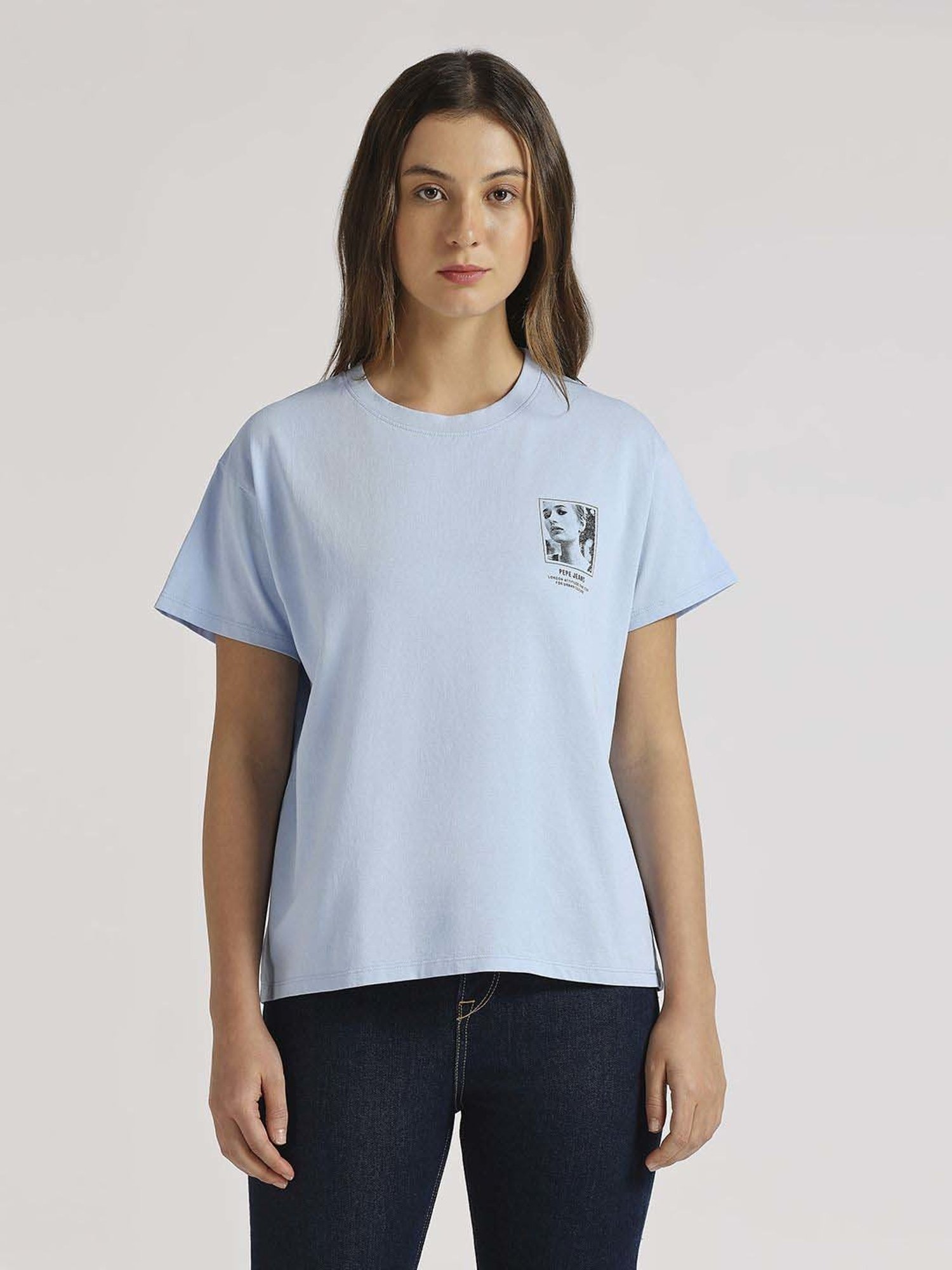 Pepe Jeans Blue Cotton Printed T-Shirt