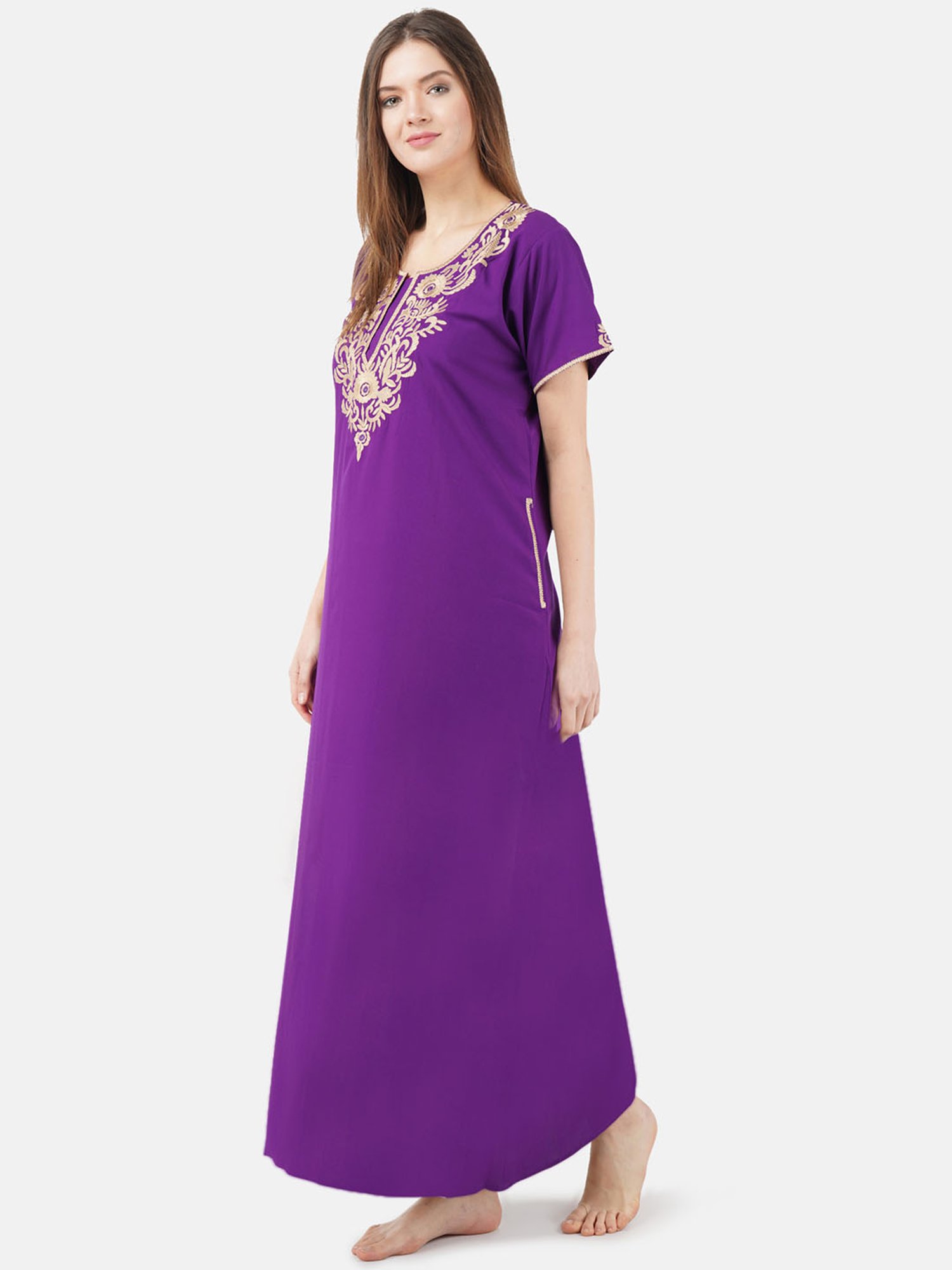 KOI SLEEPWEAR Purple Embroidered Nighty
