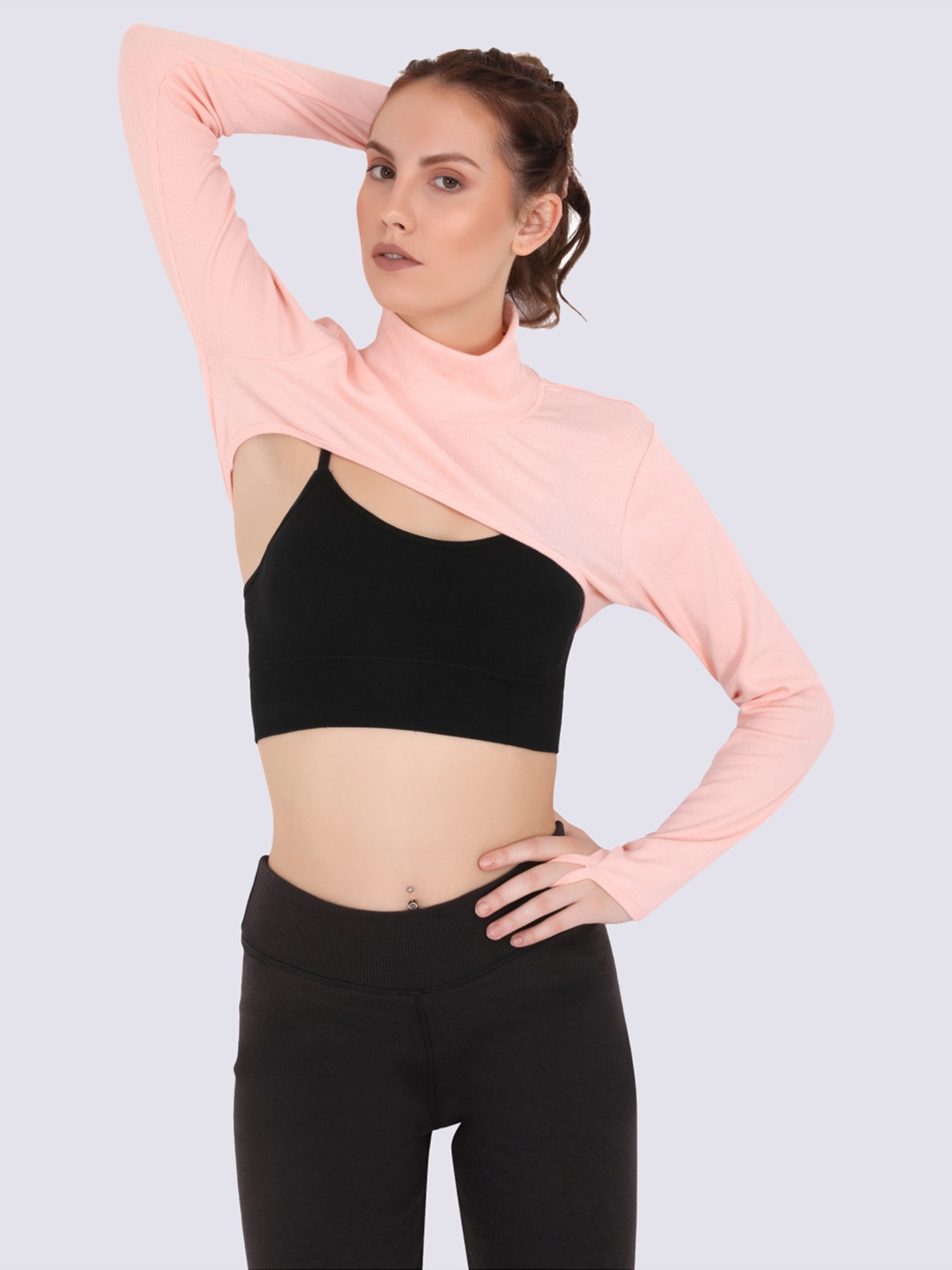 EVERDION Peach Cotton Sports Crop Top