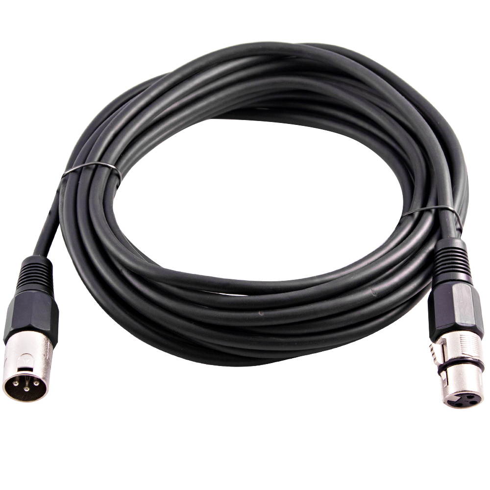 XLR Male to Female Microphone Cable - 20 Feet, Black