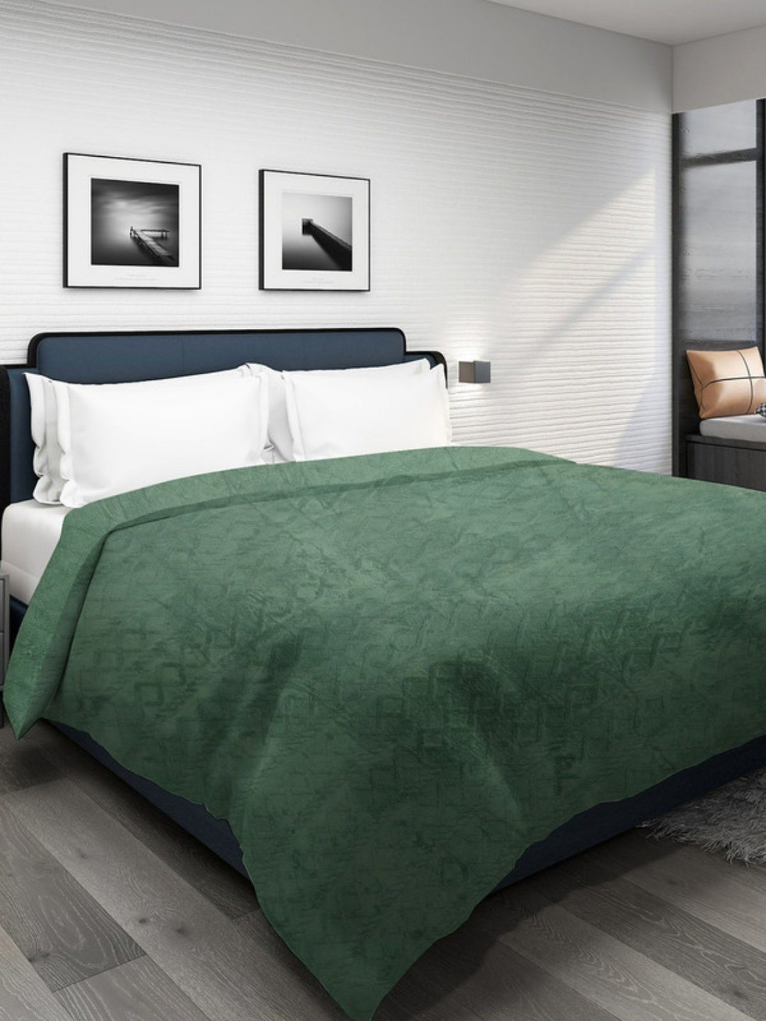 Dhrohar Olive Green Polyester 300 GSM Double Bed Blanket