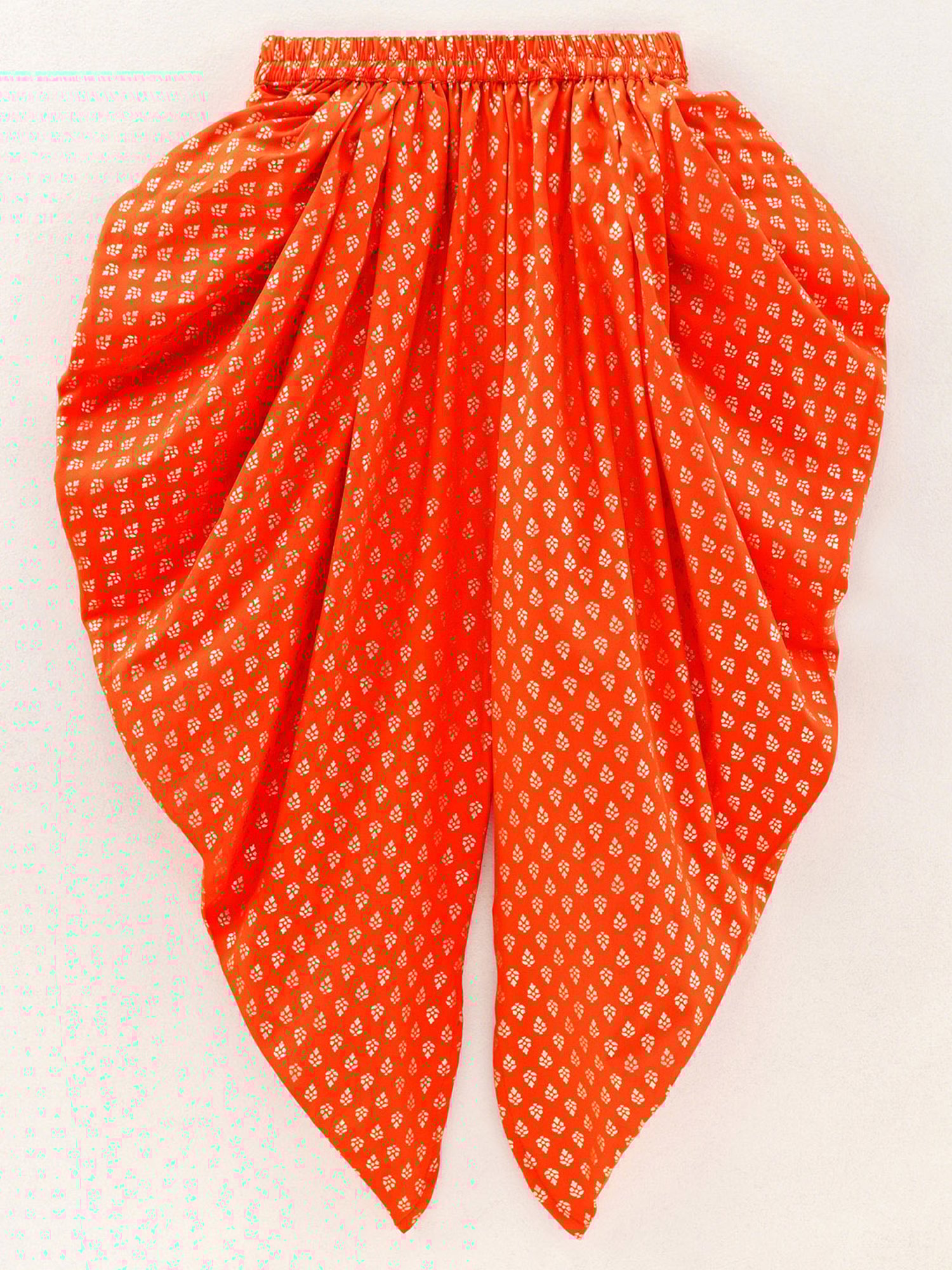 TWISHA Kids Orange & Yellow Printed Top with Dhoti