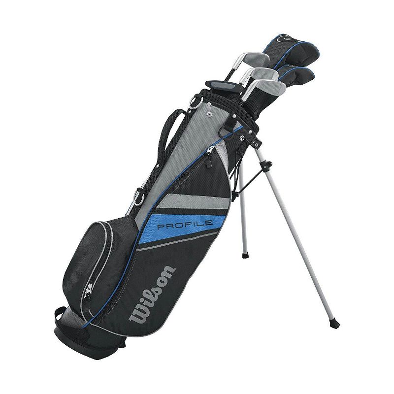 Wilson 2017 Junior Right Hand Golf Set, Blue & Wheeled Golf Bag Travel Case