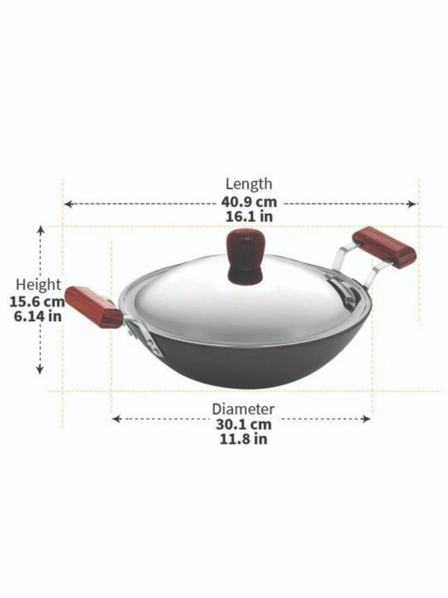 Hawkins Black Aluminium Deep Fry Pan With Lid (3.75L)