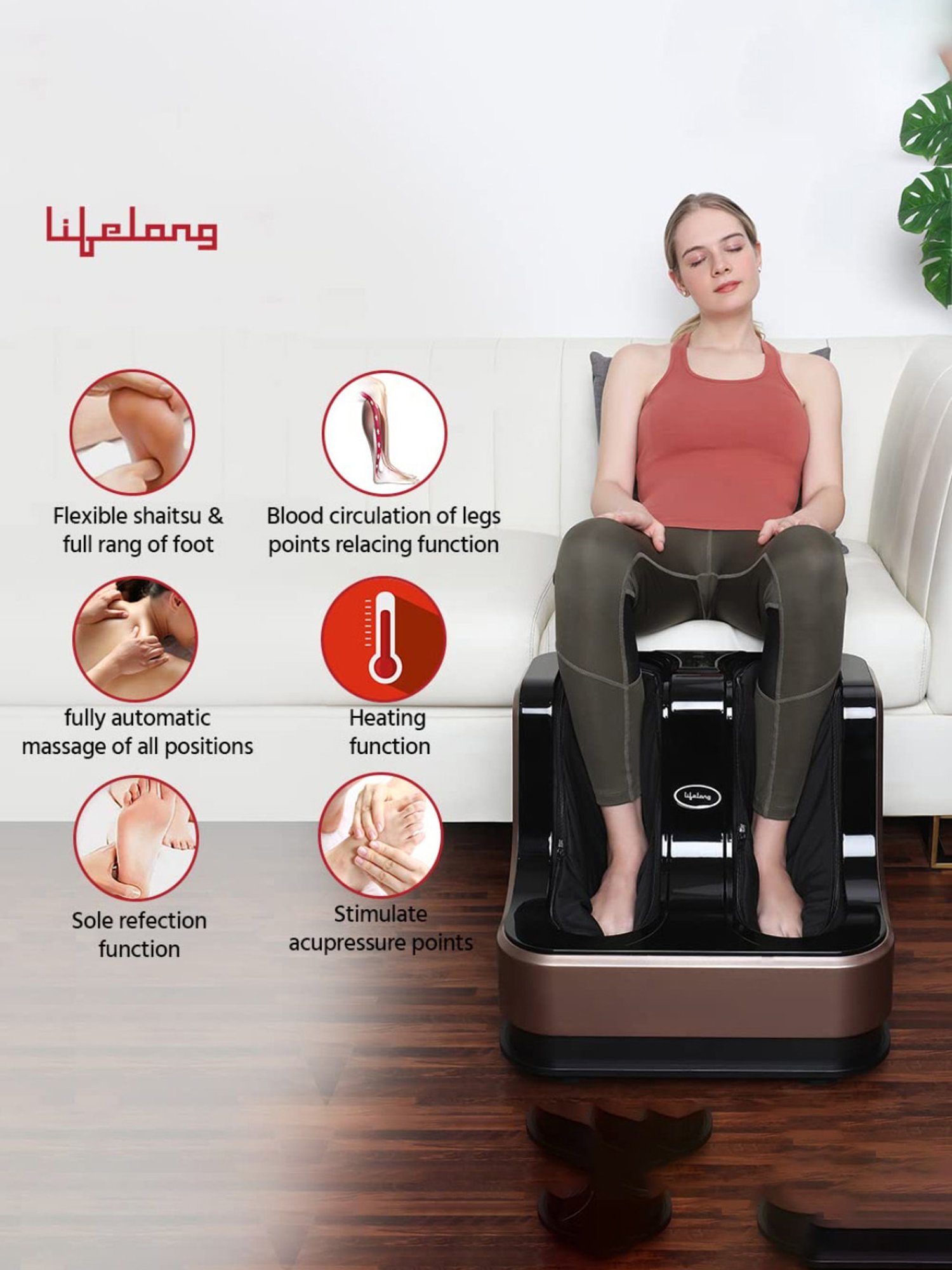 Lifelong LLM99 80W Foot, Calf and Leg Massager (Dark Brown)