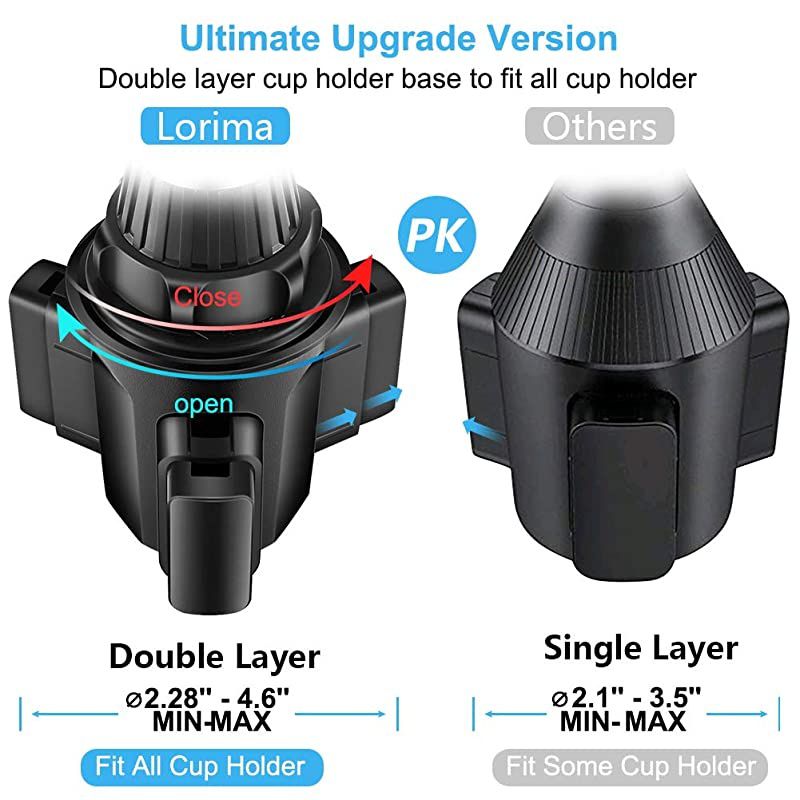 Car Cup Holder Phone Mount - Adjustable Cupholder Cell Phone Holder for Smartphone iPhone 11 Pro/XR/Xs/XS Max/X/8/7Plus/Galaxy/Xperia/Samsung