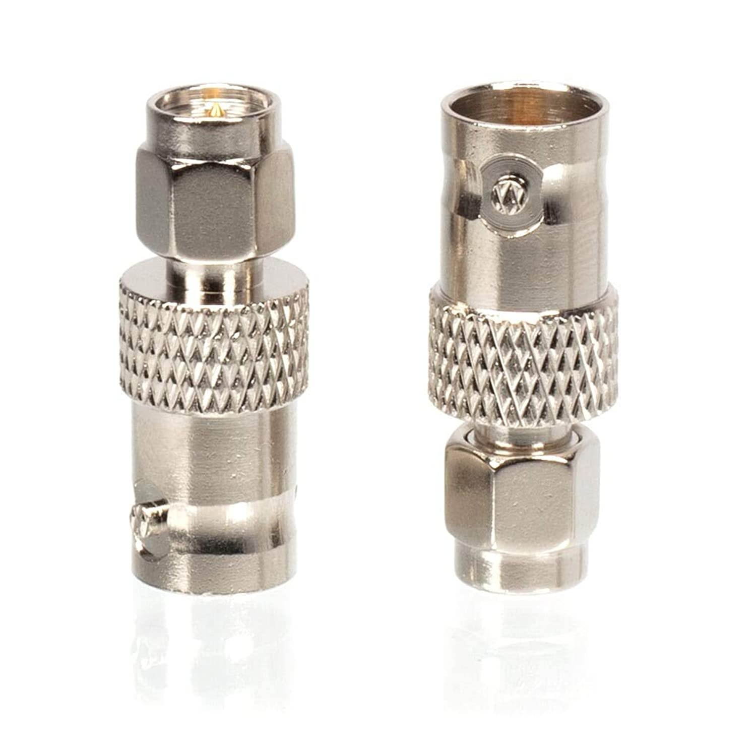 SMA Male to BNC Female Adapter | 10 Pack Coupler | Male to Female Coaxial (RF) Connector, Compatible with RF, SDI, HD-SDI, CCTGV, Camera
