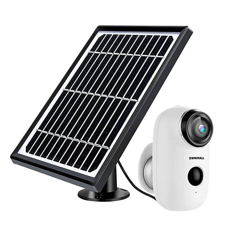 Security Camera Outdoor Wireless WiFi,  Solar Powered Surveillance Camera with Rechargeable Battery, 1080P Night Vision, Motion Detection, 2-Way Audio, IP65 Waterproof, Cloud Storage/SD Slot