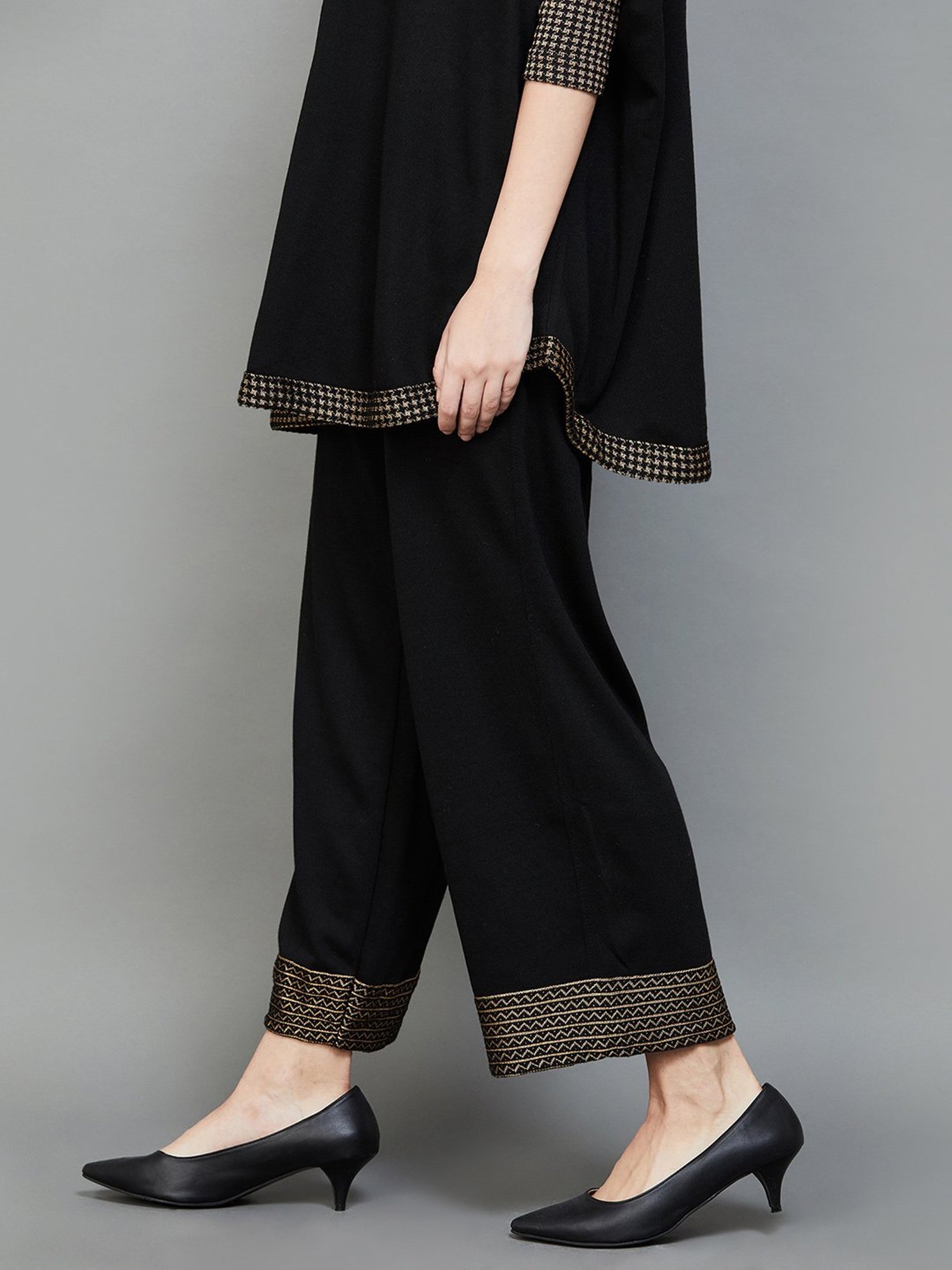 Castle Black Embroidered Palazzos