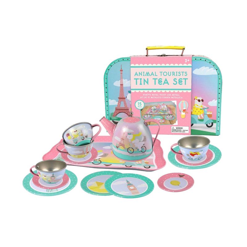 Bright Stripes Animal Tourists Tin Tea Set