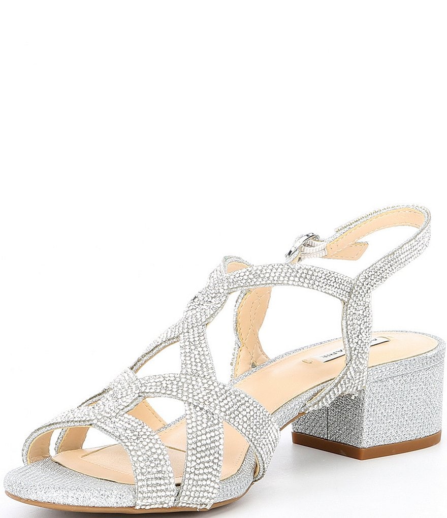 Alex Marie Crennan Rhinestone Strappy Block Heel Dress Sandals
