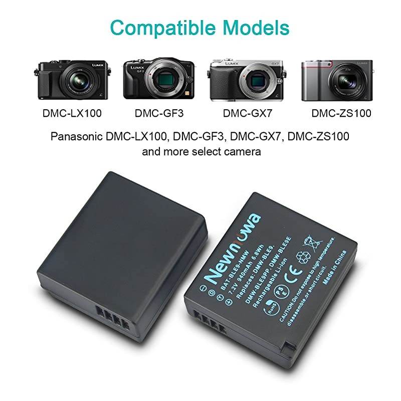 DMWBLE9  Replacement Battery 2 Pack and Dual USB Charger for Panasonic DMWBLE9 DMWBLG10 and Panasonic Lumix DMCZS60 DMCZS100 DMCLX100DCLX100 IIDMCGF3 DMCGF5 DMCGF6 DMCGX7
