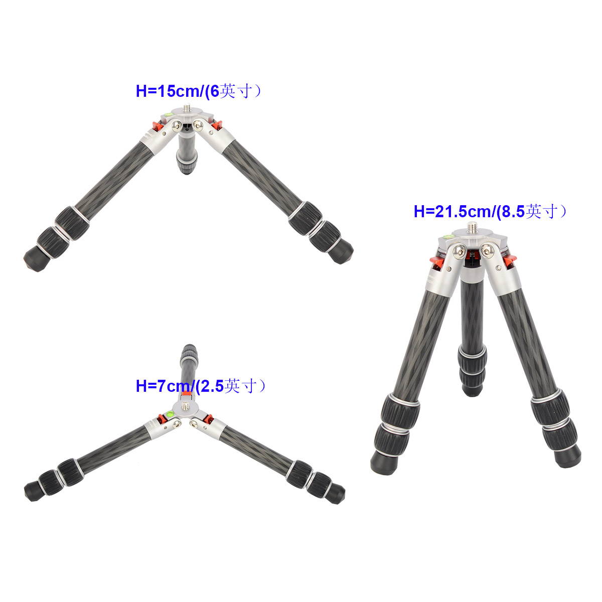 koolehaoda Portable Carbon Fiber Mini Tripod,Weighs only 1.25pounds and Supports Loads up to 17pounds(TKS-223C)