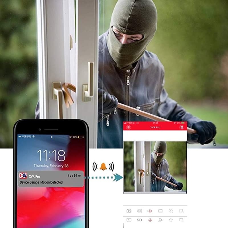 1080P 4CH Home Security Camera System, 4PCS 1920TVL DVR CCTV Cameras Outdoor, Wide Viewing Angle, IP67 Weatherproof, 98ft Night Vision, Motion Alert