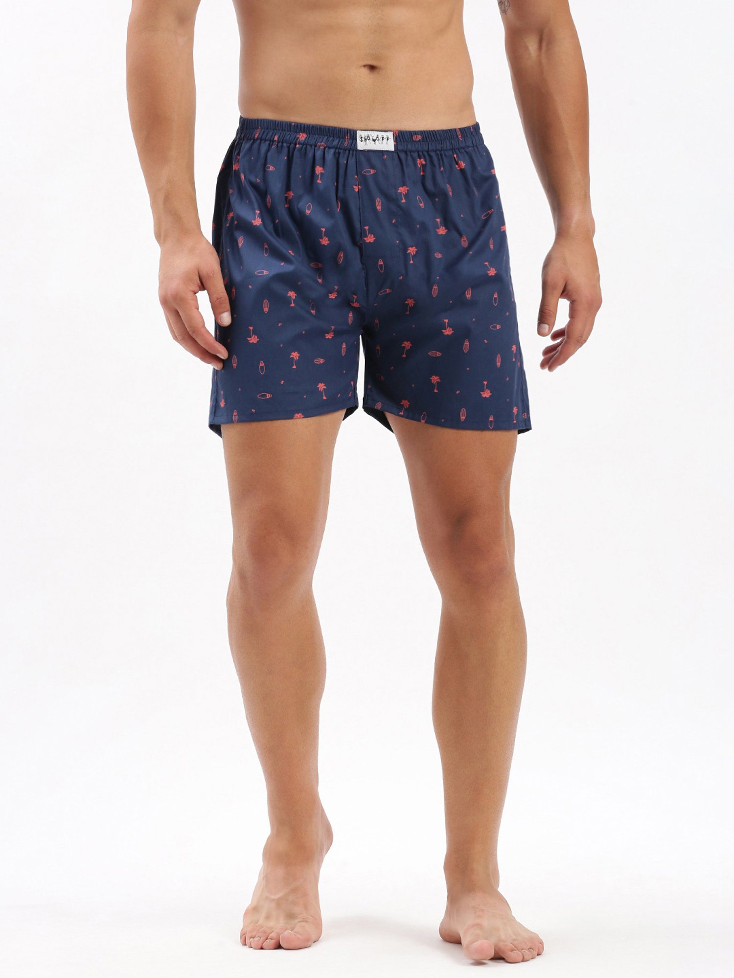 SHOWOFF Blue Slim Fit Printed Cotton Boxers