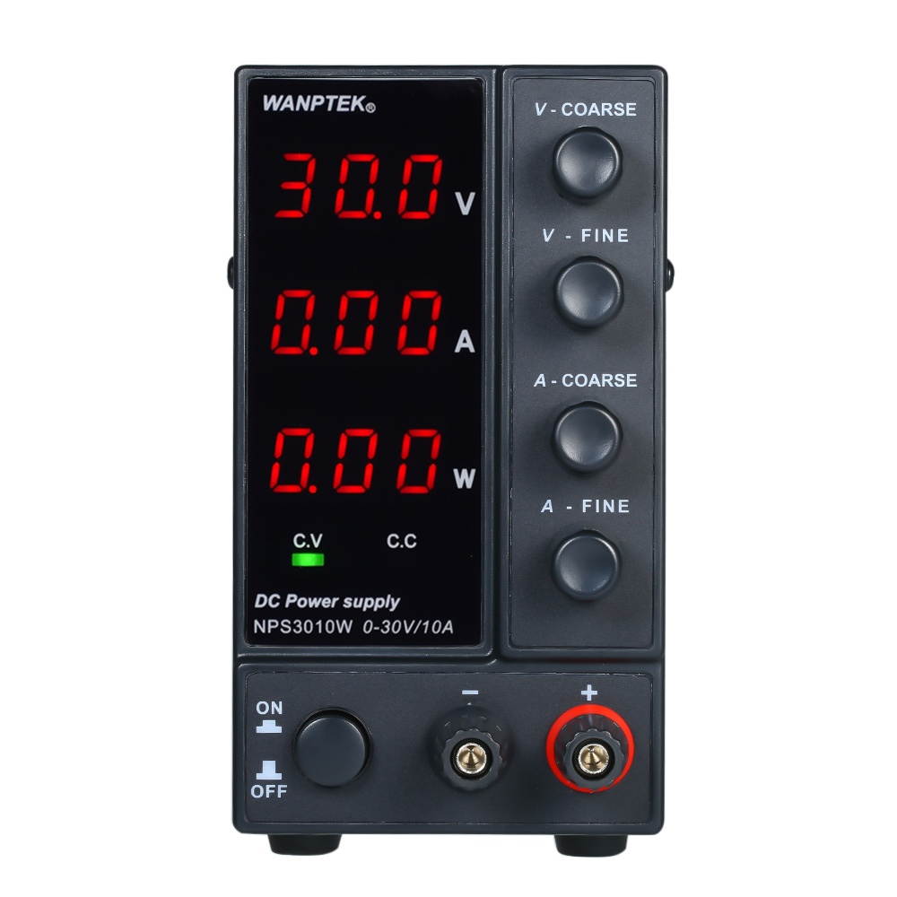 WANPTEK NPS3010W 0-30V 0-10A Switching DC Power Supply 3 Digits Display LED High Precision Adjustable Mini Power Supply AC 115V/230V 50/60Hz Voltage & Current Regulated Dual Output