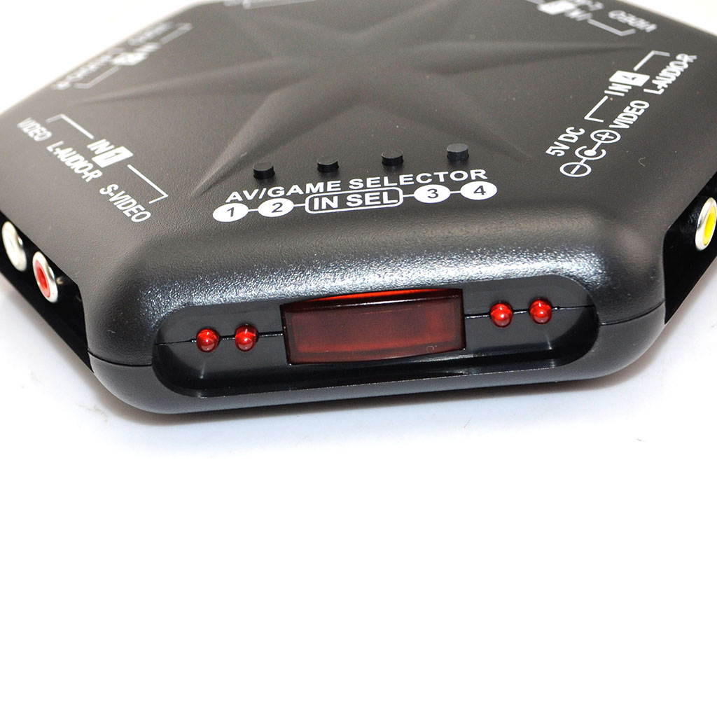 iKKEGOL 5 Way 4 Port IN 1 Out RCA S-Video Video Audio Game AV Switch Box Selector Remote