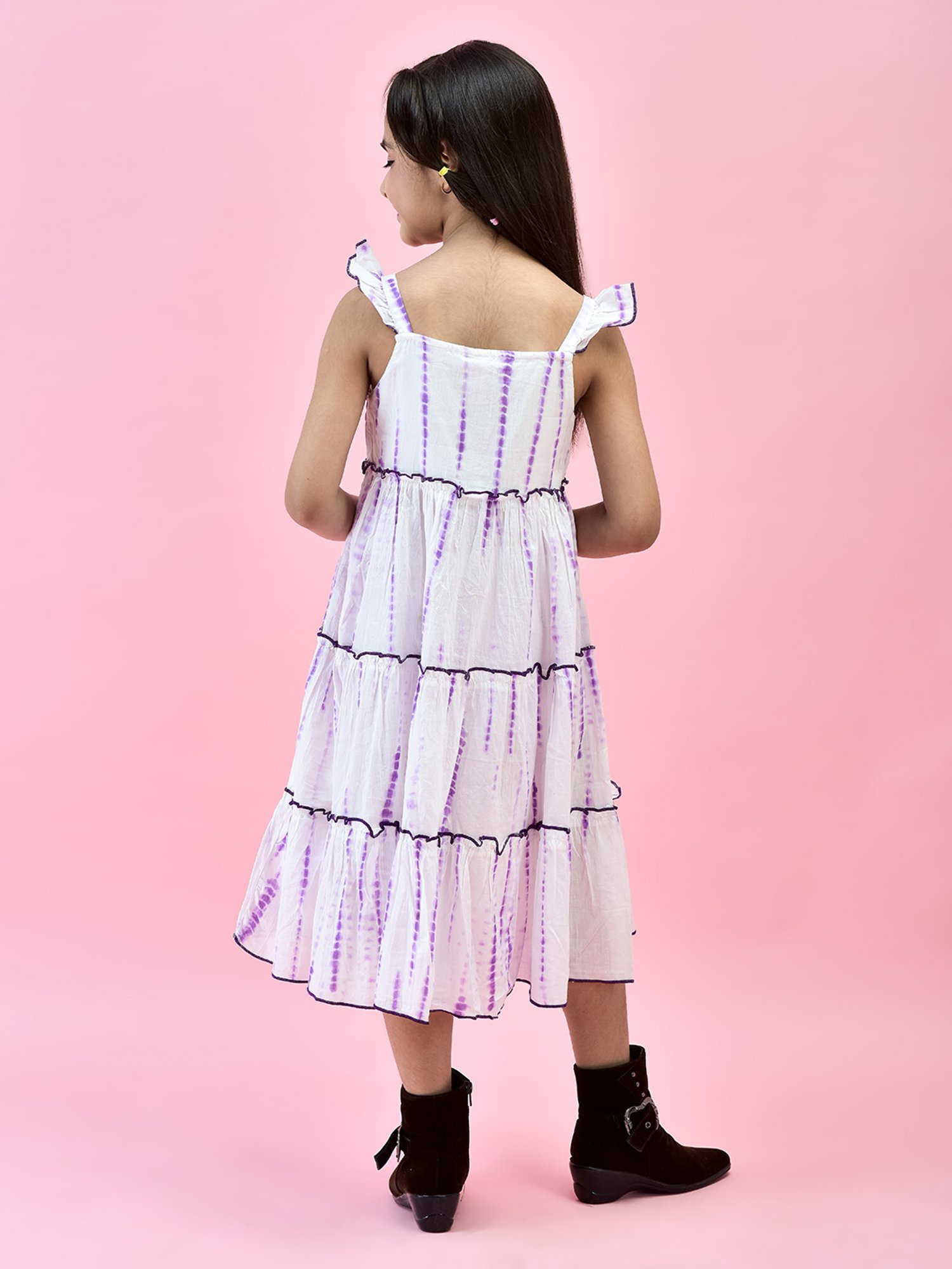 Juniper Girls White & Purple Embroidered Maxi Dress