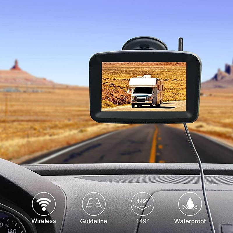 Backup Camera with 5quot Monitor for CarPickupSemi Box TruckSedanRvVanCamper Rearview License Plate HD Digital Signal Reverse Backing Up Cam Night Vision Waterproof Rear View for Reversing