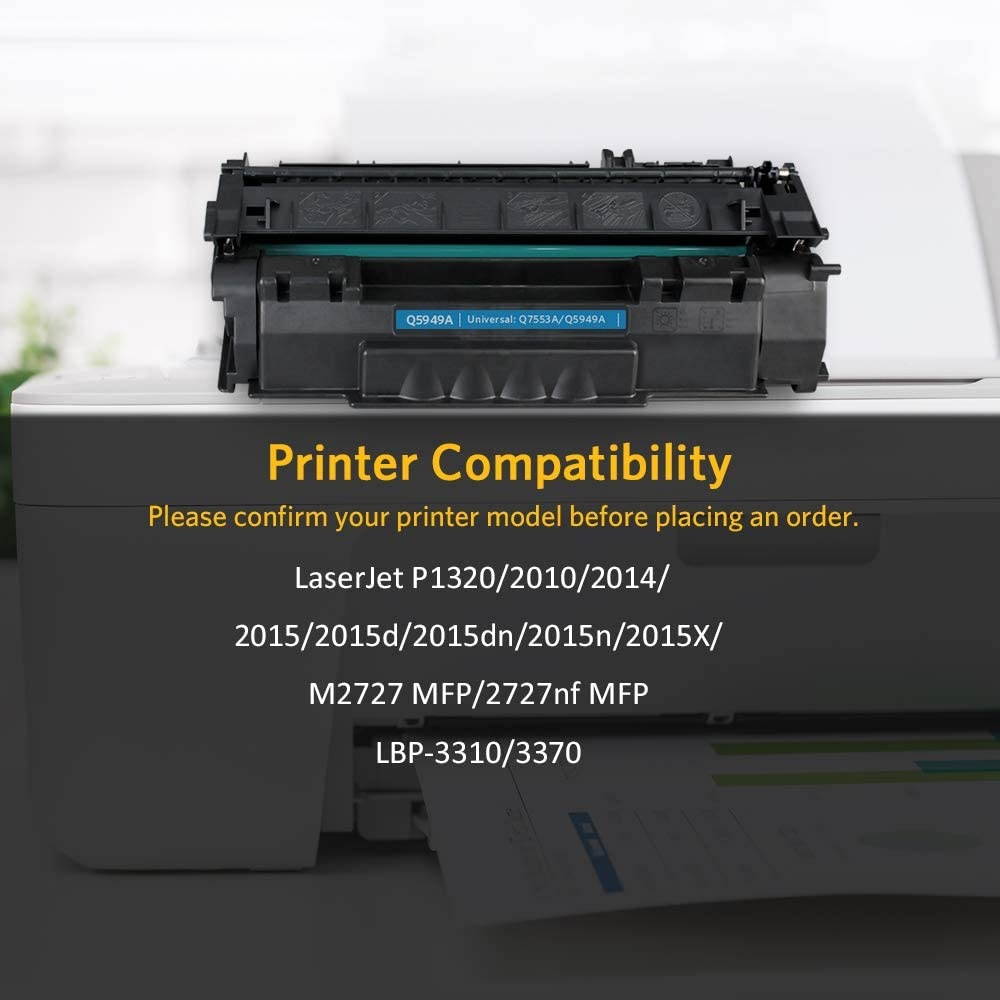 V4INK Compatible 49A 53A Toner Cartridge Replacement for HP Q5949A Q7553A for use with HP Laserjet 1320 1320n P2015dn P2015 P2015n 3390 3392 1160 P2014 M2727nf MFP Printer (Black,2 Packs)