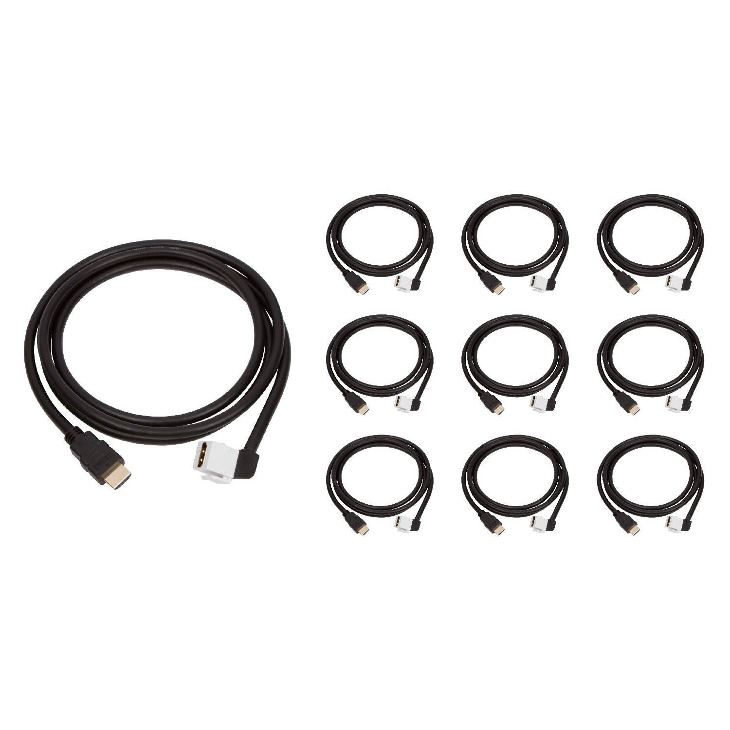 Buyer's Point HDMI Keystone Cable, 6ft (1.8m) 28 AWG, Ethernet Female-Male Pack of 10 with 90 Degree