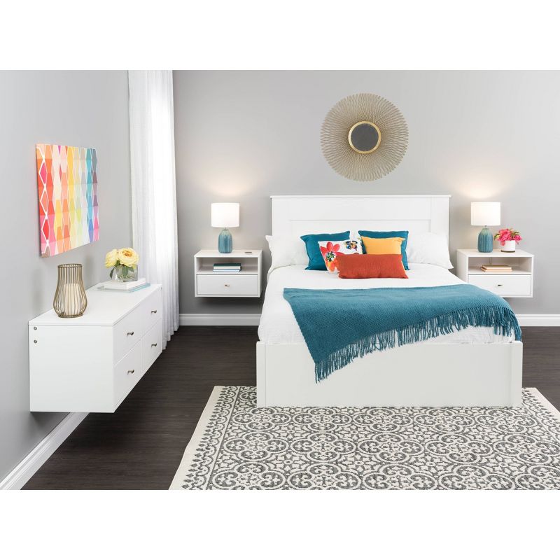 Floating 1 Drawer Nightstand with Open Shelf White - Prepac