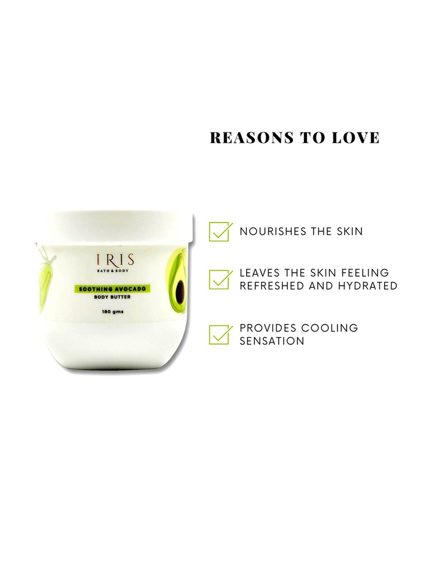 Iris Cosmetics Soothing Avocado Body Butter - 180 gm