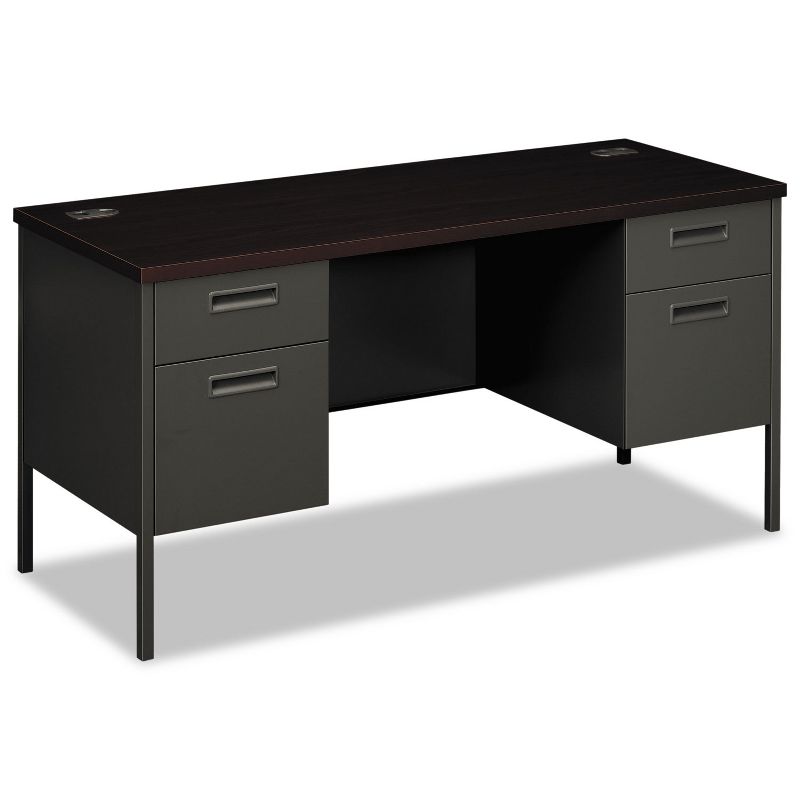 HON Metro Series Kneespace Credenza 60w x 24d x 29 1/2h Mahogany/Charcoal P3231NS