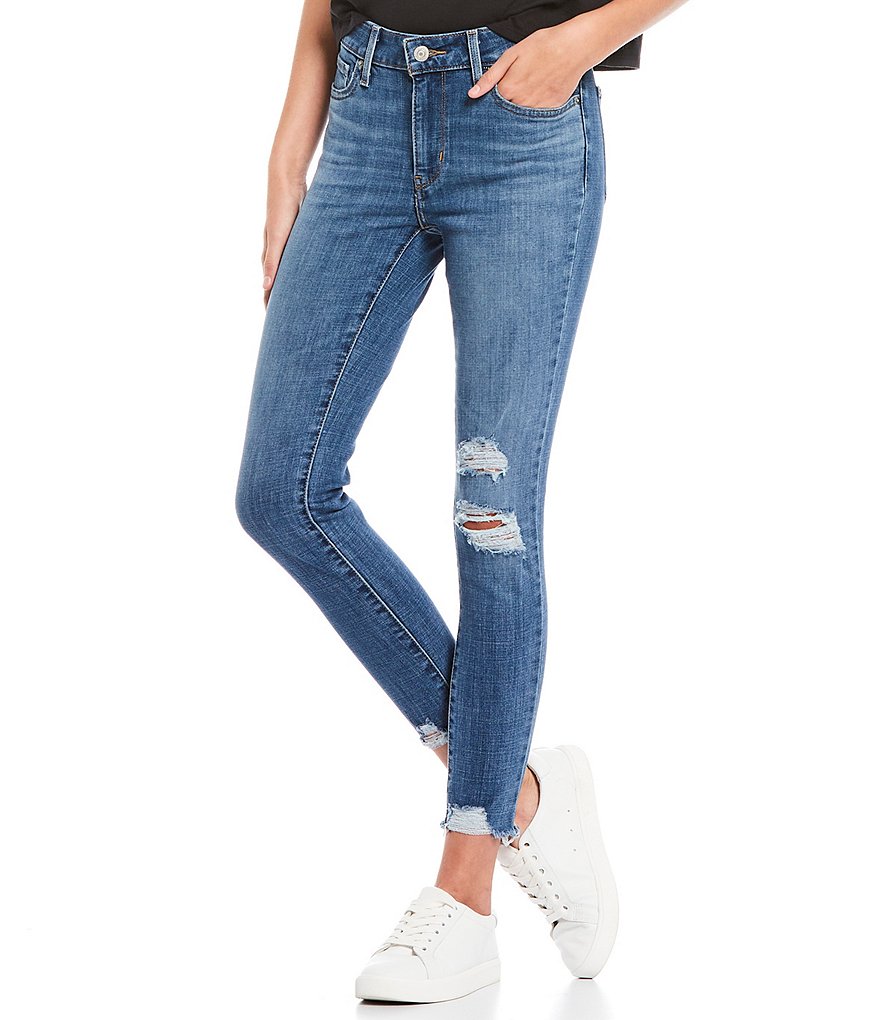 Levi's 711 27#double; Inseam Distressed Raw Hem Ankle Skinny Jeans