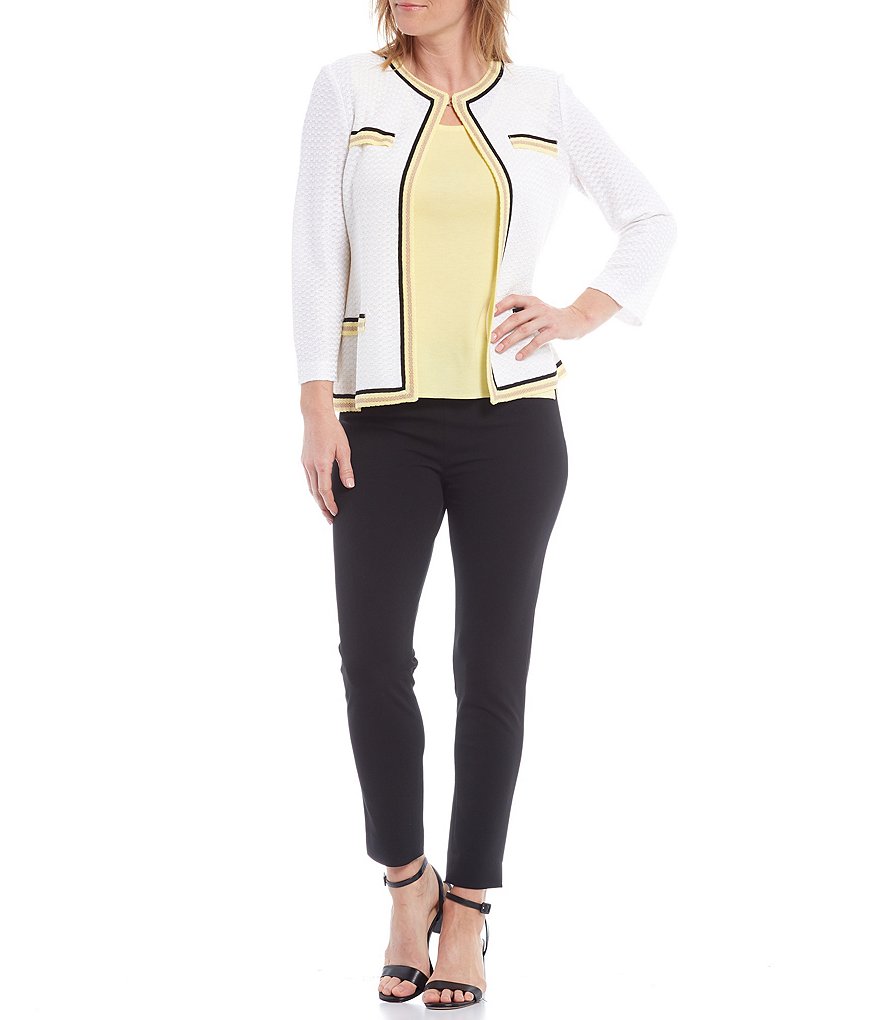 Ming Wang Bracelet Sleeve Lurex Framed Jacket