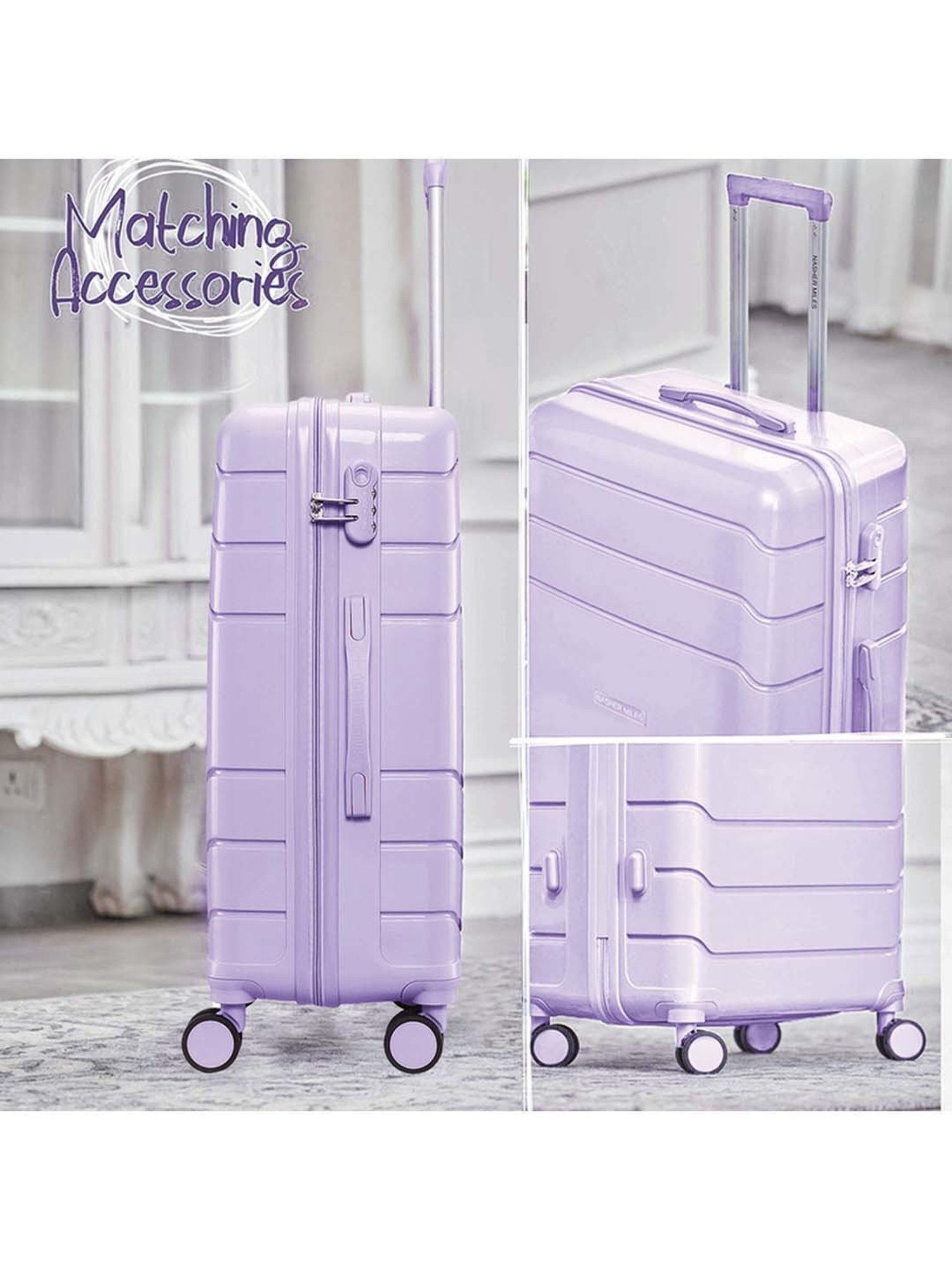 NASHER MILES Lisbon Luggage Set of 2 Pastel Purple Trolley Bags (65 & 75Cm)