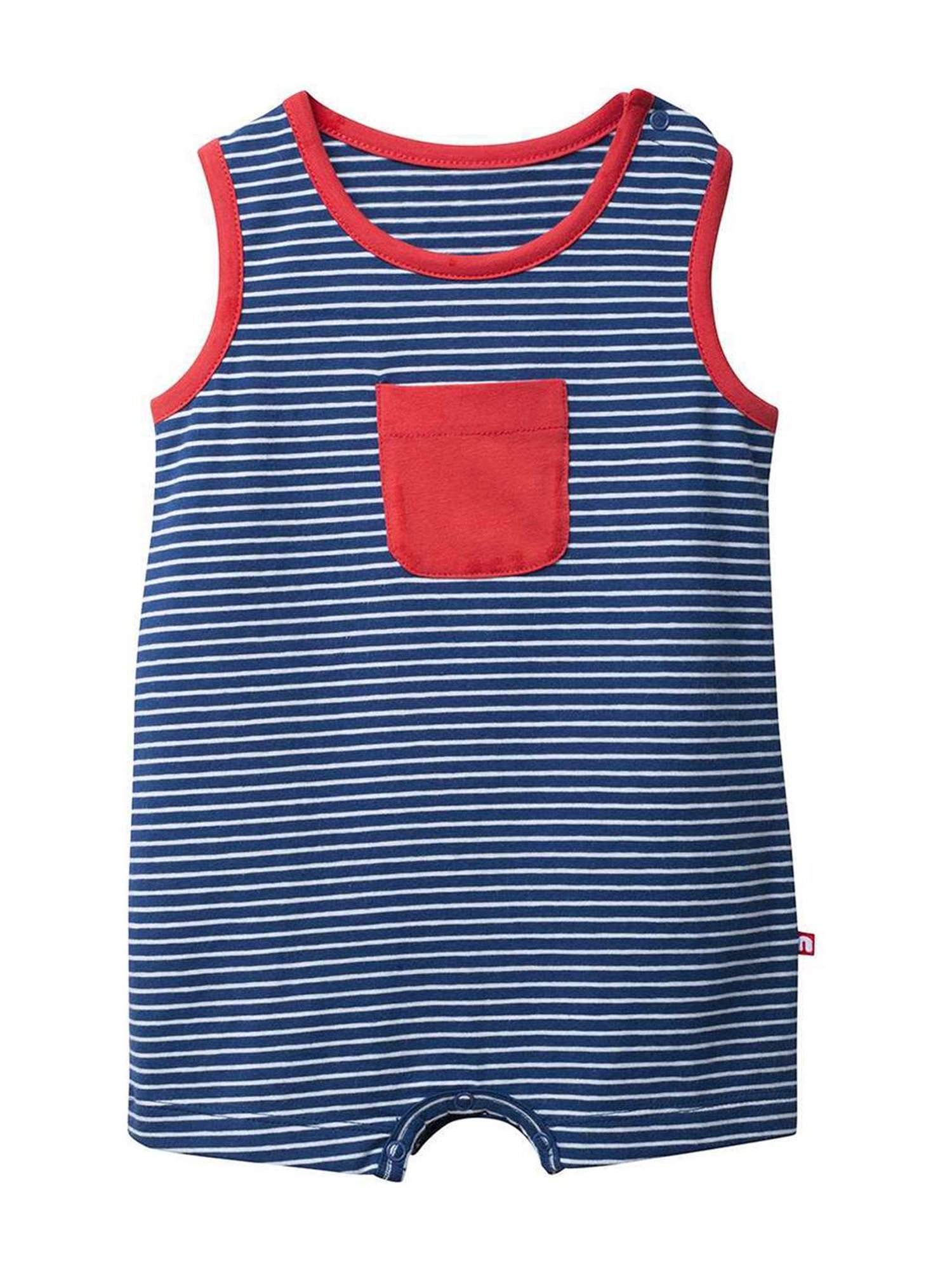 Nino Bambino Kids Blue & Red Cotton Striped Romper
