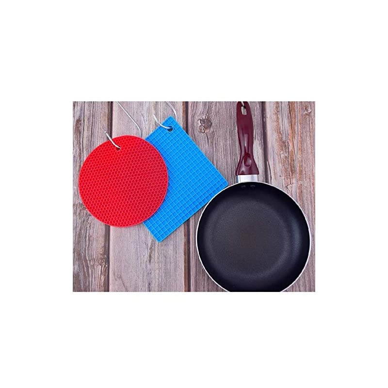 Silicone Trivet Mat (Set of 6), Non SlipOven Mitts, Durable Pot Holders, The Safest Heat Resistant Hot Pads
