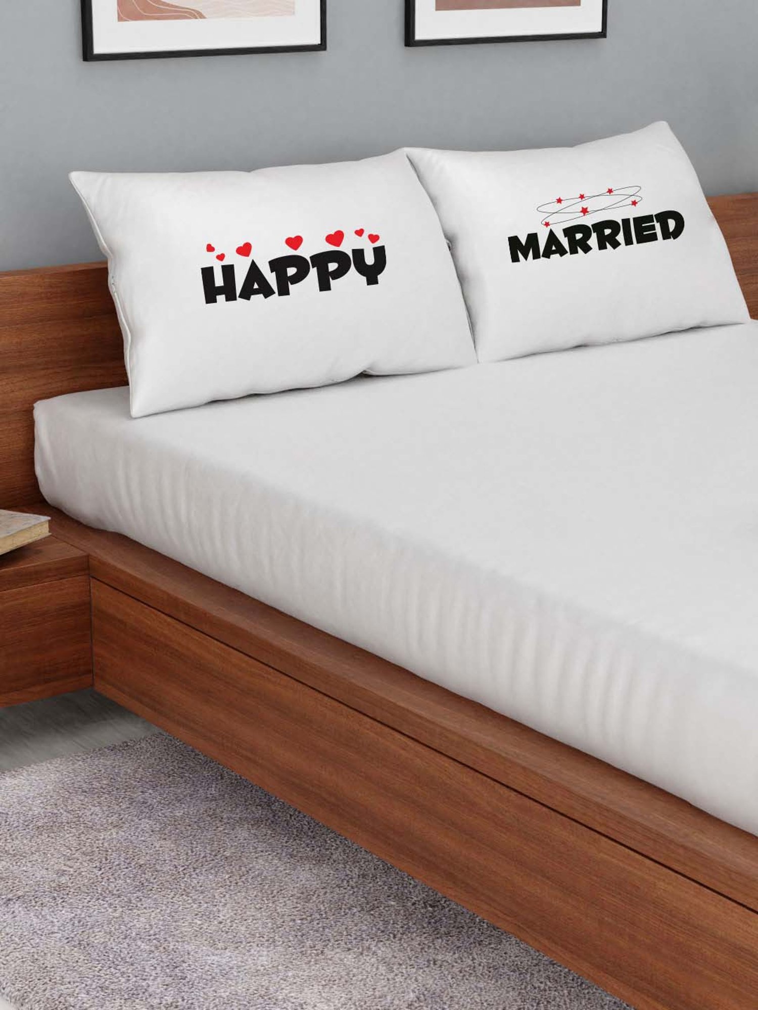 Stoa Paris White Polyester 225TC Double Bedsheet with 2 Pillow Covers