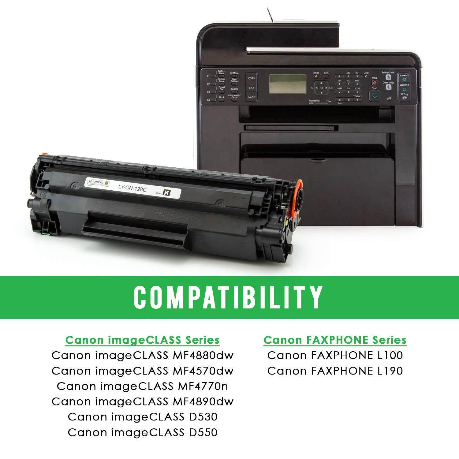 LINKYO Compatible Toner Cartridge Replacement for Canon 128 (Black, 3-Pack)