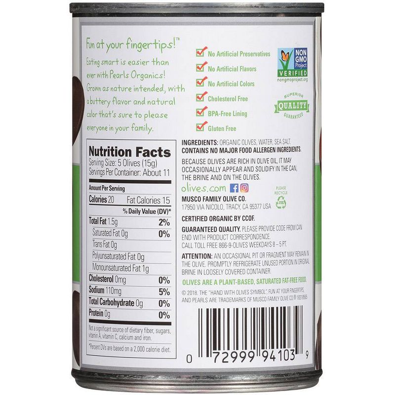 Pearls Organic Medium Pitted Ripe Olives - 6oz