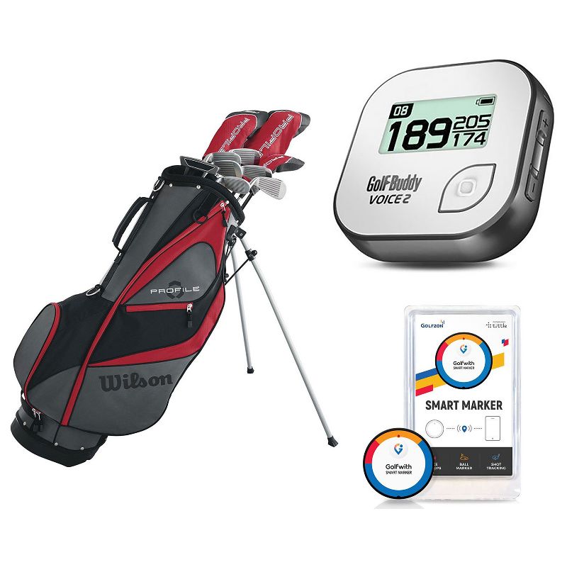 Wilson Men's Golf Club Set + Golf Buddy GPS Range Finder + Golfwith Smart Marker