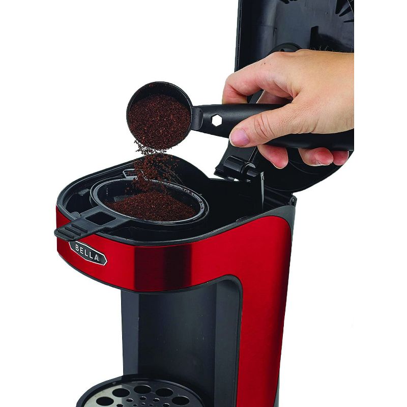 Bella 14485 Easy to Use 1 Scoop 1 Cup Powerful Compact Home Coffee Maker Machine with Permanent Filter, Red/Black