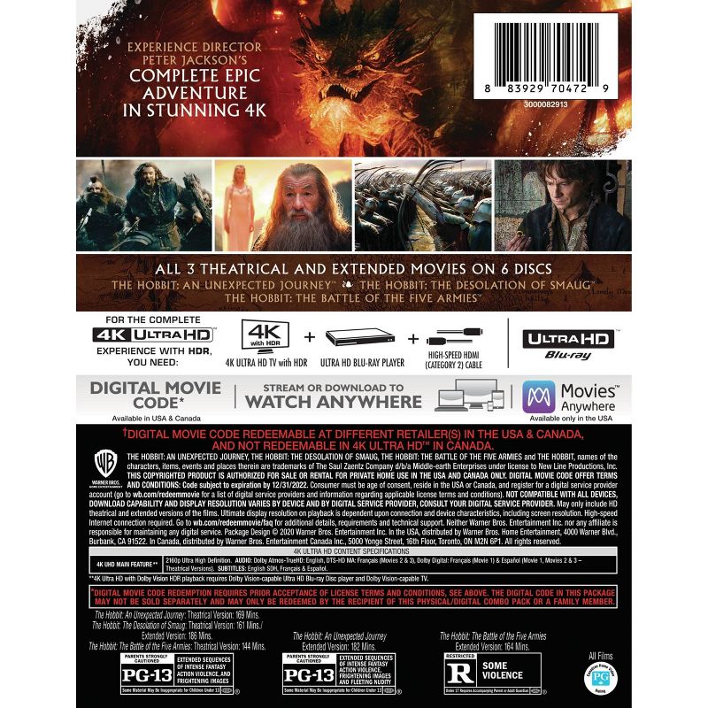 The Hobbit: Motion Picture Trilogy (Extended & Theatrical)(4K/UHD)