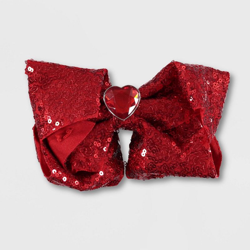 Girls' JoJo Siwa Sequin V-Day Bow Hair Clip - Red