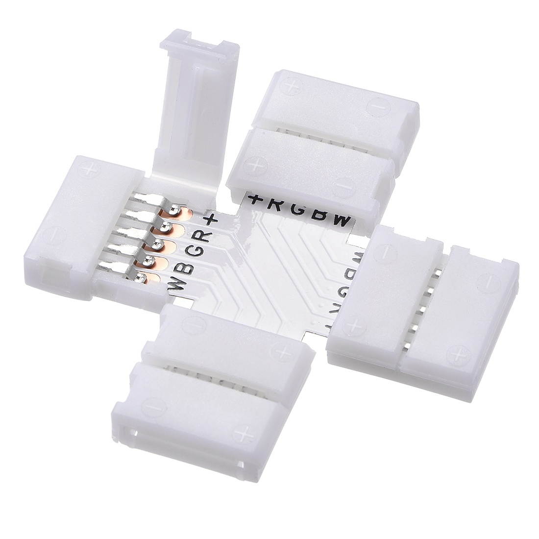 12mm 5P Cross Shape LED Strip Connector Quick Splitter for 5050 RGB 5 Conductor Strip Lights 5Pcs